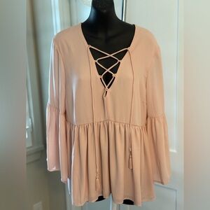 VENUS Women’s Soft Pink Boho Blouse Size Medium